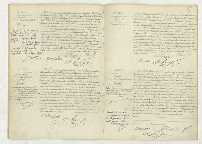 Acte de naissance de BOURILLON Jeanne Augustine Juliette (19 aoüt 1909),acte de naissance de LEMARCHAND Louise Charlotte Adèle enfant naturel (19 août 1909),reconnaissance de DESPORTES Andrée (18 août 1909),acte de naissance de BARBIER Pauline Louise Marie Jeannine (20 août 1909)