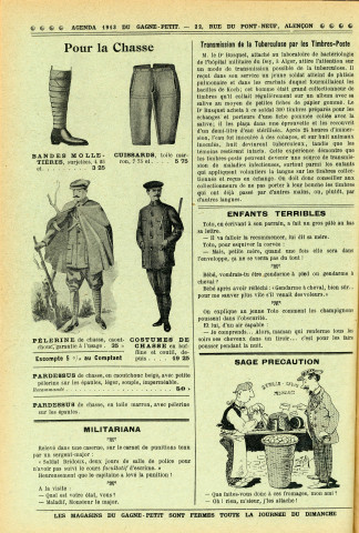 Grands Magasins du Gagne-Petit, publicité : agenda (1913) (2 exemplaires).