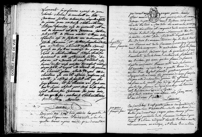 Acte de naissance de CHÂTEAU THIERRY Eléonore Pierre Claude (9 février 1796),acte de naissance de LEPISTRE Anne Françoise (12 février 1796),acte de naissance de PASQUIER François Jean (13 février 1796).