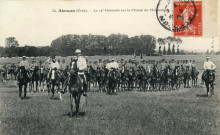 Alençon (Orne), 14e Hussards sur le champ de manœuvres, carte postale ancienne noir et blanc n°54, A.M.F. éditeur,(Date d'utilisation : 6 avril 1914), (14x9), AMA.
