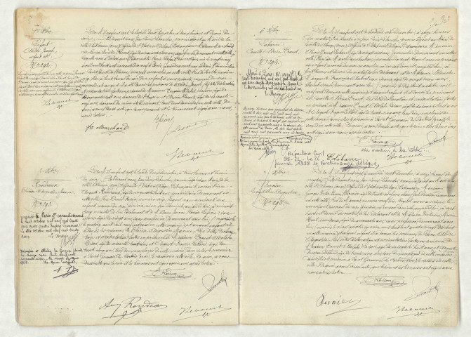 Acte de naissance de LEFAIT André Joseph enfant naturel (1 décembre 1907),acte de naissance de RONDEAUX Thérèse Augustine Jeanne (2 décembre 1907),acte de naissance de LABARRE Camille Adrien Ernest (6 décembre 1907),acte de naissance de BERNIER Lucie Alice Augustine (7 décembre 1907).