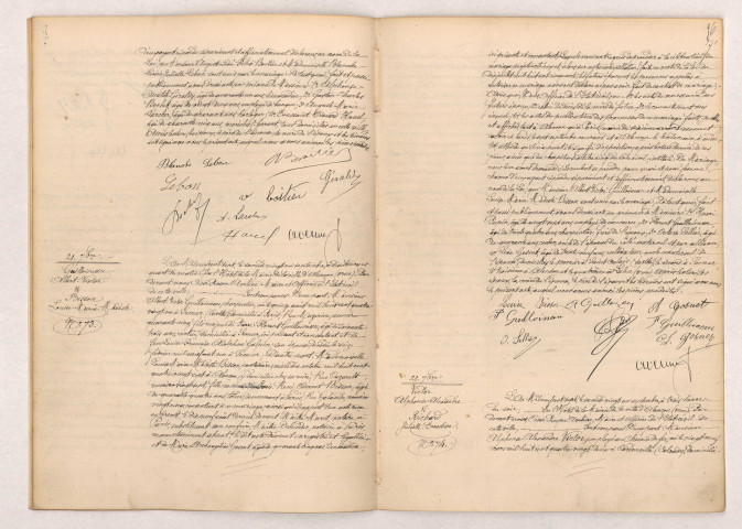 Acte de mariage de BOITIER Auguste Léon Félix et LEBON Blanche Léonie Juliette (21 Septembre 1907), GUILLOINEAU Albert Victor et BISSON Louise Maria Modeste (21 septembre 1907), VICTOR Alphonse Alexandre et RICHARD Juliette Ernestine (21 Septembre 1907).