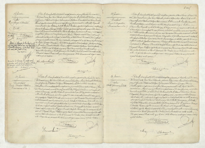 Acte de naissance de LEFERT René Georges Armand (18 janvier 1908),reconnaissance de LEMARCHAND Emile Aubert Alphonse (22 janvier 1908),reconnaissance de BRIOLANT Louise Augustine (22 janvier 1908),acte de naissance de OUTIN Odette Germaine Juliette (22 janvier 1908).