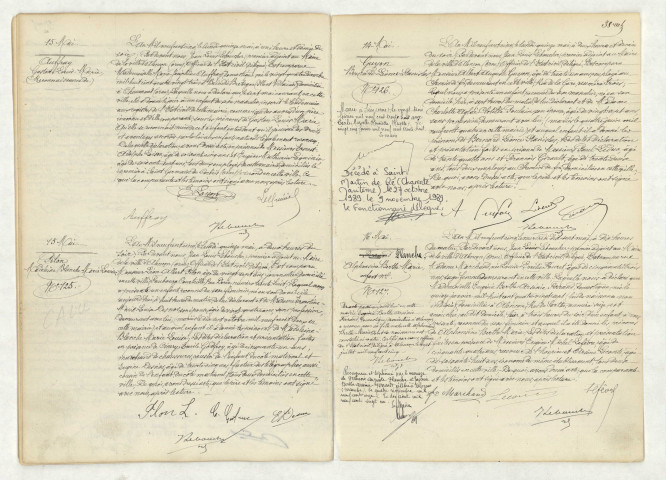 Reconnaissance de AUFFRAY Gaston Louis Marie (15 mai 1905),acte de naissance de PILON Madeleine Blanche Marie Louise (15 mai 1905),acte de naissance de GUYON Bernard Léonce Stanislas (14 mai 1905),acte de naissance de PLANCHE Alphonsine Berthe Marie (16 mai 1905).
