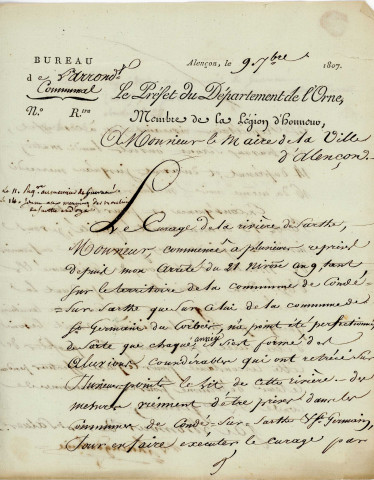 navigation intérieure, entretien des cours de la Briante, curage et enlèvement d'immondices, adjudication : rapport, arrêté ; écourue : correspondance