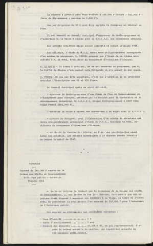P.M.E. Examen d'un devis programme de la S.O.D.I.C. emprunt de 140 000 F auprès de la caisse des dépôts et consignations, éclairage public, extension tranche 1966.