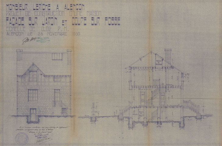permis de construire n°25, Construction d'une maison d'habitation Rue Sées Alençon, (date de décision : 1936), (auteur du projet, architecte : MEZEN Albert).