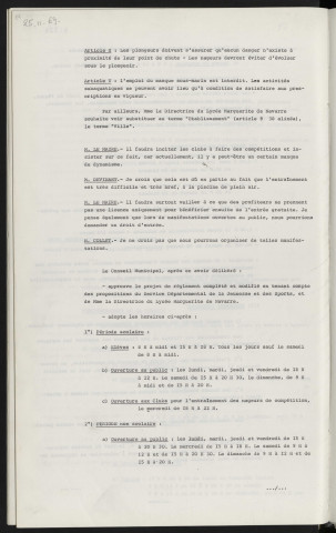 Lycée Marguerite de Navarre, piscine, heures d'ouverture, règlement et tarifs.