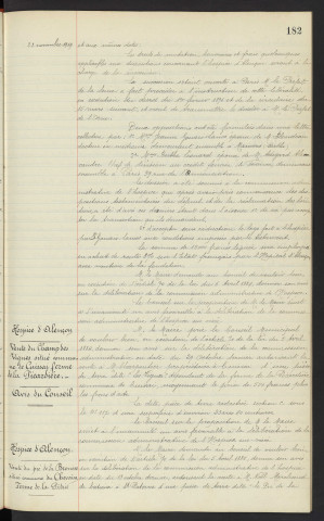 Legs Mme Paul Marie GOUAIS- LANOS demeurant à Paris n°37 Rue de Lille, Mme LEGAY notaire à Paris n°93 Rue St Lazare, hôpital- hospice d'Alençon, famille PORPHYRE, avis du conseil. Hospice d'Alençon, vente du champ des vignes situé commune de Cuissai ferme de la Picardière, Mr CHARPENTIER propriétaire, avis du conseil. Hospice d'Alençon, vente de pré de la Bourse situé commune du Chevain ferme de la Pitrie, Mr NOEL marchand de bestiaux a St Paterne, avis du conseil
