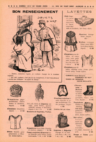 Grands Magasins du Gagne-Petit, publicité : agenda (1910).