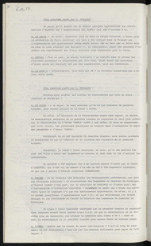 Explication aux contribuables sur l'augmentation des impôts, question de Mr GUILLAIS. Travaux de construction Quartier de Perseigne, construction de l'usine PREFA.