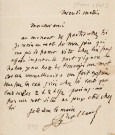 Lettre autographe signée de l'écrivain Amédée de Rolland à l'acteur Adolphe Laferrière [janvier 1861] .