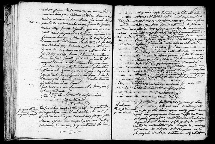 Acte de naissance de LEVESQUE Jacqueline Françoise (9 février 1796),acte de COURMASSEUR Jacques Théodore enfant naturel (9 février 1796),acte de naissance de CHÂTEAU THIERRY Eléonore Pierre Claude (9 février 1796).