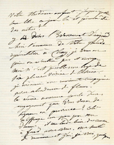 Lettre autographe signée de la femme de lettres Louise Colet au comédien Louis Fortuné Adolphe Laferrière [1873].