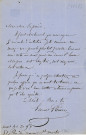 Lettre autographe signée de l'écrivain Edouard Plouvier à l'acteur Adolphe Laferrière (1858).