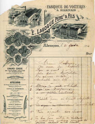Avis à la population du Maire de la Ville M. Aveline, sur le changement de date du marché en raison de la Fête nationale du 14 juillet 1904 : affiche Imprimerie A. Herpin, (49 x 32.5).