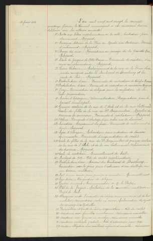 Sommaire sur les affaires à délibérer