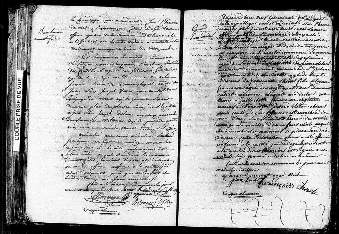 Acte de naissance de BOUCHERON Armand Fidel (28 mars 1796),acte de naissance de GRISARD Pierre André (28 mars 1796).