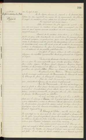 Projet de création d'un stade sur le champ de foire, rapport