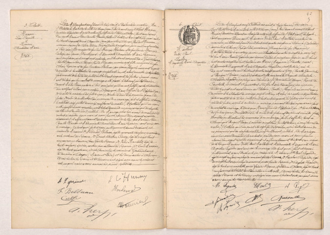 Acte de mariage de HUNOU Léon Camille veuf VRIGNY et LEPRINCE Armandine Marie (3 août 1909), Acte de mariage de MAILLARD Victor Paul et LEGENDRE Marguerite Marie Augustine (6 août 1909).