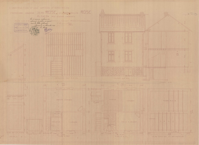 permis de construire n°32, Construction d'une maison d'habitation Rue Général Fromentin Alençon, (date de décision : 1934), (auteur du projet, architecte : MENOT (entrepreneur)).