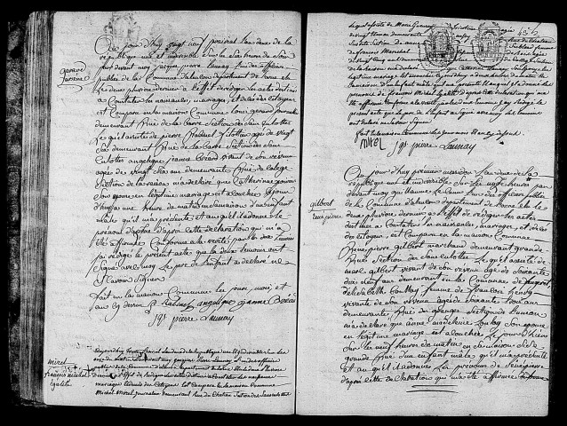 Acte de naissance de GERARD Arsène (17 juin 1794),acte de naissance de MIREL François Michel Egalité (17 juin 1794),acte de naissance de GILBERT René Pierre (18 juin 1794).