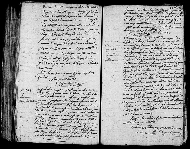 Acte de naissance de LECONTE Anne Perrine enfant naturel (14 novembre 1796),acte de naissance de MICHEL Marie Henriette (16 novembre 1796),acte de naissance de CHEVALIER Catherine (16 novembre 1796).
