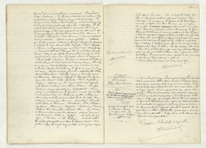 Acte d'adoption de PREL Ernest Victor Valentin (18 août 1911),acte d'adoption de PREL Ernest Victor Valentin (18 août 1911),acte de naissance de CHERRIER Hélène Maria Lucienne (18 août 1911).