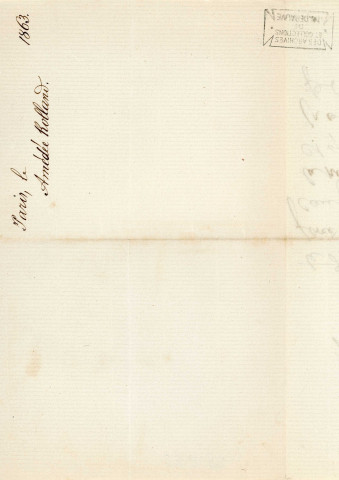 Lettre autographe signée de l'écrivain Amédée de Rolland à l'acteur Adolphe Laferrière [1863] .