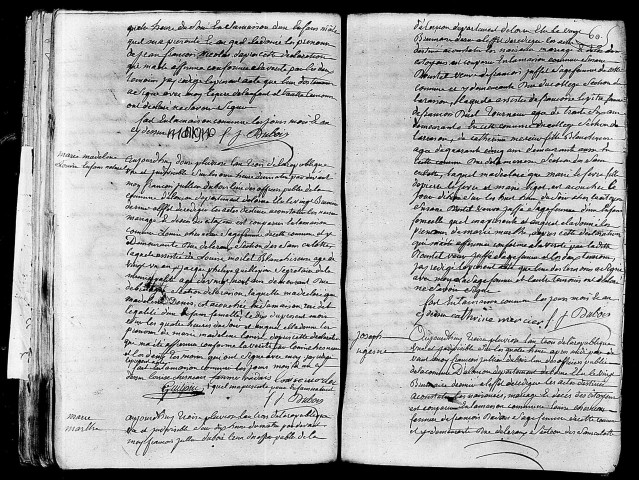 Acte de naissance de MARTIN Jean François Nicolas (27 janvier 1795),acte de naissance de DENIS Marie Madeleine Louise enfant naturel (29 janvier 1795),acte de naissance de LEFEVRE Marie Marthe enfant naturel (29 janvier 1795),acte de naissance de FRENELLE Joseph Ugesne enfant naturel (1er février 1795).