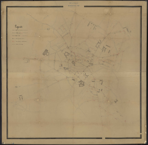 Alençon, plan de distribution des eaux canalisation, bornes-fontaines, bouches d'arrosage [1891-1894]