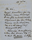 Lettre autographe signée de l'écrivain Charles de la Rounat à l'acteur Adolphe Laferrière (23 septembre 1861).