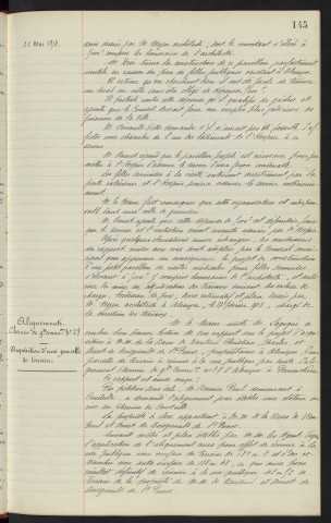 Pavillon de visités médicales des filles publiques, construction dans les dépendances de l'hospice, adjudication des travaux. Alignements Chemin de garde commun n°27, acquisition d'une parcelle de terrain