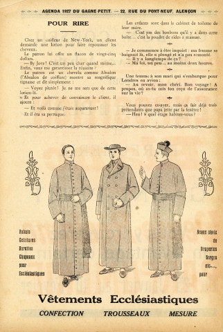 Grands Magasins du Gagne-Petit, publicité : agenda (1927) (Imprimerie Alençonnaise).