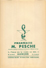 Sachet pharmaceutique "Pharmacie Madeleine Pesche, pharmacien diplômée de Sérologie de la faculté de Médecine de Paris, 4 Place de la Halle au Blé Alençon, laboratoire d'Analyse", image caducée pharmacie. (31cm x 20cm) (1950-1980).
