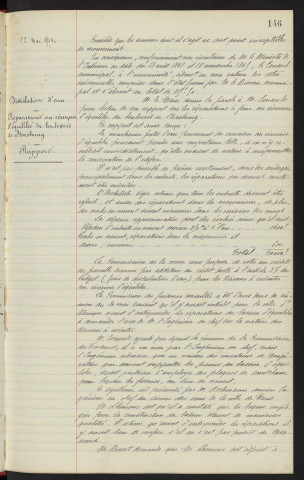 Taxe municipale sur les chiens, cotes irrécouvrables : Avis du conseil. Distribution d'eau, réparation du réservoir d'équilibre au Boulevard de Strasbourg, rapport