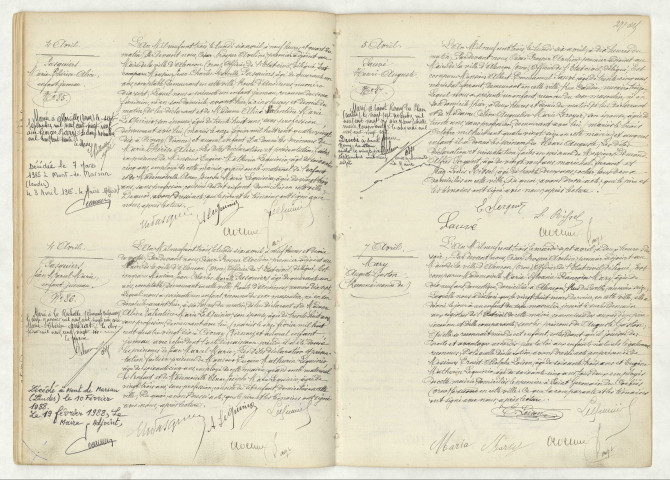 Acte de naissance de PASQUIERS Marie Thérèse Alice (4 avril 1903),PASQUIERS Jean Marcel Marie (4 avril 1903),SAUVÉ Henri Auguste (4 avril 1903),reconnaissance de MARY Auguste Gaston (28 mars 1903).