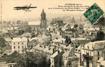 Alençon (Orne), Fêtes d'aviation du 30 juin 1912 avec le concours du pilote Gobé sur monoplan niewport, carte postale ancienne noir et blanc, A. Maillaut fils éditeur Alençon, (date d'utilisation : 16 août 1913), (14x9), acquisition 2021, 2 exemplaires, AMA.