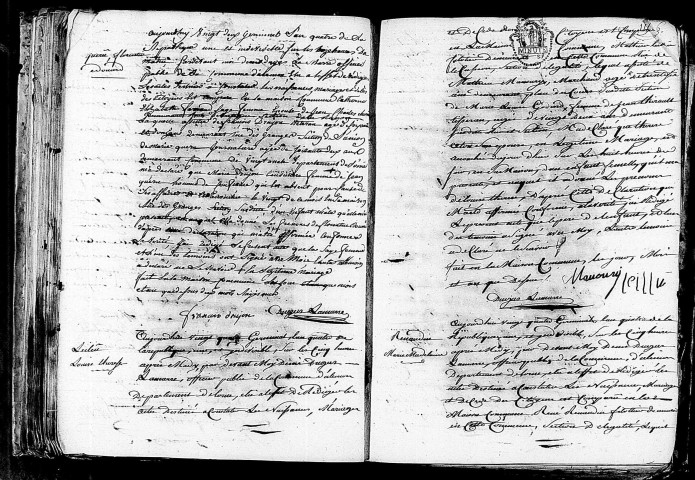 Acte de naissance de QUERU Florentin Edouard (9 avril 1796),acte de naissance de LEILLU Louise Thérèse (12 avril 1796),acte de naissance de RENAUDIN Marie Madeleine (13 avril 1796).