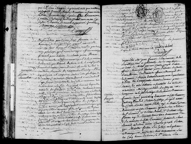 Acte de naissance de VIEL Charles Pierre Victoire (23 novembre 1793),acte de naissance de ROUSSEL Louise Clémentine enfant naturel (23 novembre 1793),acte de naissance de CROIZE François Etienne (25 novembre 1793).
