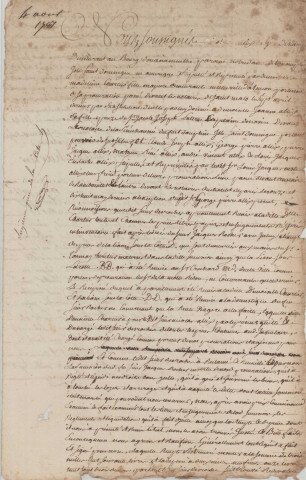 Acte de reconnaissance de Nicolas Allix Grandchamp, Claude Joseph Allix George Pierre Allix, pierre Jacques Allix, Mathieu René Allix, André Vincent Allix et Louis jacques Eustache Allix pour la remise remise de titres par Jean Desroches Duparc dans le cadre de la succession de Jacques Rocher (16 juin 1780) et de Jeanne Allix Laterre (fille de Nicolas Allix) (4 août 1781).