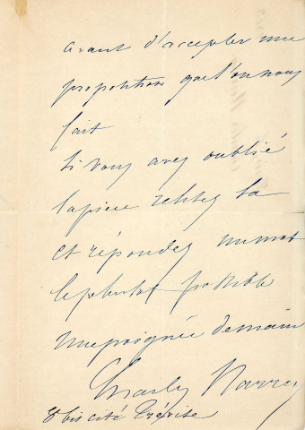 Lettre autographe signée de l'écrivain Amédée de Rolland à l'acteur Adolphe Laferrière (sd) .