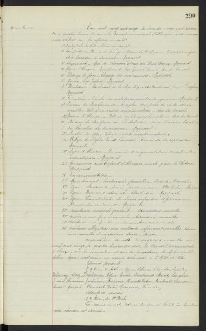 Sommaire sur les affaires à délibérer