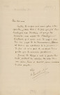 Lettre autographe signée de l'écrivain Alfred Edouard Touroude à l'acteur Adolphe Laferrière [1873].