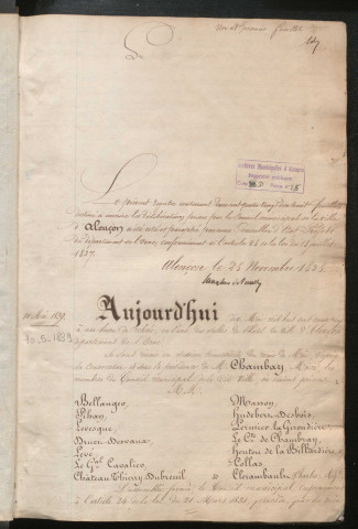 Registre des délibérations du conseil municipal (10 mai 1839 - 31 mars 1843)