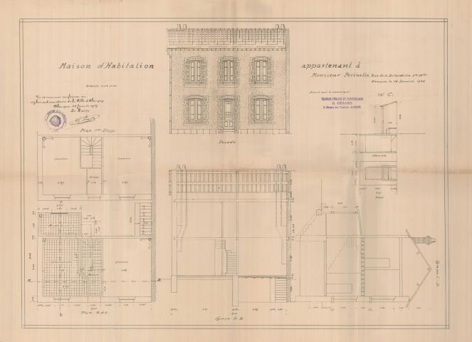 permis de construire n°3, Construction d'une maison d'habitation, (date de décision : 18/02/1929), (auteur du projet, architecte : BESNARD-BERNADAC Félix).