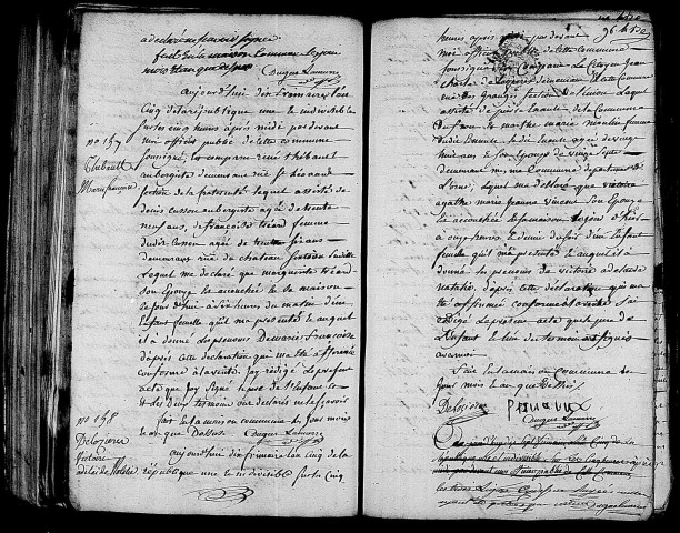 Acte de naissance de Louis enfant trouvé (29 novembre 1796),acte de naissance de THEBAULT Marie Françoise (29 novembre 1796),acte de naissance de DELOZIERE Victoire Adélaïde Nathalie (29 novembre 1796).