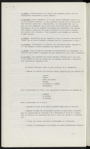 District urbain de l'agglomération Alençonnaise, création, décision du conseil.