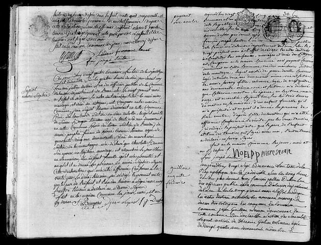 Acte de naissance de LANDAIS Michel (12 novembre 1794),acte de naissance de SUPIOT Marie Sophie (13 novembre 1794),acte de naissance de PAYSANT Rose Emilie (15 novembre 1794),acte de naissance de GUILLOU Auguste Frédéric (17 novembre 1794).