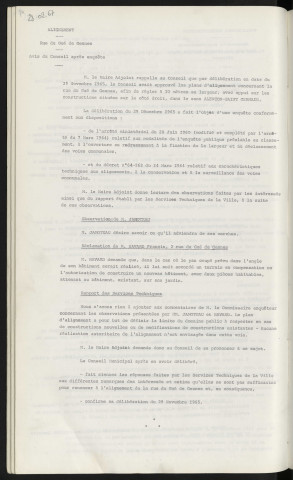 Alignement, rue du Gué de Gesnes, avis du conseil, observation de Mr JAMOTEAU et Mr HAVARD.